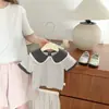 Conjunto retro de dos piezas a cuadros estilo coreano para niños, atuendo de verano para bebé con base gris, cuello de color contrastante, cintura fruncida, shorts casuales