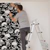 Tema de Halloween Calavera Oscura Creativo Papel Tapiz Tienda Fondo de Pared de Dormitorio Pegatinas de Papel Tapiz de Atmósfera