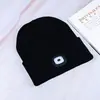 Gorro de lana LED con carga USB, gorro de punto con luz LED, para correr de noche en otoño e invierno, gorro luminoso, transfronterizo