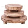 Base de Maceta de Madera Rústica para Interior, Estante de Almacenamiento Redondo, Bandeja para Cocina, Baño, Cosméticos, Bandeja de Exhibición Removible