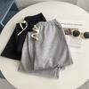 Pantalones simples que combinan con todo, de felpa rasgada, cintura alta elástica, pantalones casuales, pantalones holgados para mujer, pantalones pequeños de pierna ancha