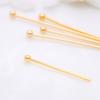 Acessórios de hardware DIY ouro real 14K agulha de bola acessórios de miçangas feitos à mão agulha redonda multiespecificação 100 por pacote