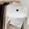 Blusa de Base Fina Estilo Coreano para Meninas, Gola Meio Alta com Bordas Franzidas, Camiseta Versátil Fofa de Manga Longa para Bebês Meninas