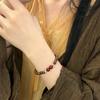 Livro Capa Vermelha com Sândalo Dourado Natural e Pulseira de Ágata Vermelha Pulseira de Madeira para Menina/Homem com Contas de Buda
