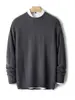 Suéter 100% Lana Pura para Hombre Cuello Redondo Corte Holgado Suéter de Lana Engrosado Otoño Invierno Estilo Nuevo Casual Manga Larga Pulóver Capa Base