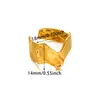 Anillo asimétrico de alta gama con diseño geométrico exagerado estilo ins transfronterizo, flor hueca de acero inoxidable, chapado en oro de 18 quilates para mujer