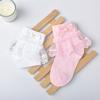 Meias de algodão para meninas cor sólida renda bordada renda meias infantis laço Pérola meias curtas de algodão meias de dança para bebê