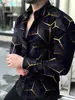 2026 Camisa de Manga Larga Estampada en 3D para Hombre de Venta Caliente Europea y Americana Moda Tendencia Cárdigan Superior de Lunares Degradados