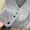 Chaleco de punto sin mangas de color liso con cuello en V, otoño/invierno 2, nuevo suéter plegable Joker para mujer 061#