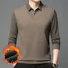 Directo del fabricante: popular polo de invierno con forro polar, un estilo de dos piezas para hombres de mediana edad, grueso y casual, con cuello alto, perfecto como capa base