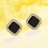 Pendientes de trébol de cuatro hojas con aguja de plata S925, sencillos, clásicos, de moda, con diamantes, estrellas y cuadrados para mujer.
