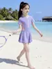 Traje de Baño Nuevo Estilo para Niñas, de una Pieza Estilo Falda con Esquinas Planas, Diseño Lindo para Niñas, Traje de Baño Protector Solar y de Secado Rápido
