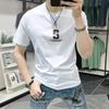 Camiseta de manga corta para hombre Explosivo 2025 Nueva moda de verano Top de media manga estampado Ajustado Versátil Cuello redondo