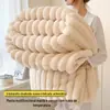 Manta de Pelúcia de Coelho Cor Sólida Luxo Leve Espessa Quente Leite Manta de Cochilo Ar Condicionado Manta Casual para Sofá