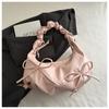 Bolsa de Ombro Texchy Plissada Distinta Estilo Ballet Doce Estilo Francês Primavera/Verão 2025 com Laço Casual