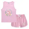 Colete de Verão Infantil 2023 Shorts Quentes Camisa Básica Casual Coreana Suor Absorvente Doce Moletom Sem Mangas Infantil