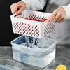 Recipiente de plástico transparente para el hogar Cocina Sellado Drenaje Sellado Recipiente Almacenamiento Caja de almacenamiento Venta al por mayor