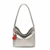 Bolsa Feminina Estilo Coreano Ins Textura Trançada Fashionável Versátil Grande Capacidade Ombro Único Bolsa de Axila Bolsa de Trabalho de Alto Padrão Transfronteiriça