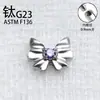 Aleación de Titanio G23 Aro Simple con Diamante Zirconia Arete para Lóbulo Labio Stud Hueso del Oído Rosca Interna F136 Joyería para Piercings para Mujeres