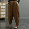 Calça Harem de Veludo Cotelê Feminina, Novo Estilo Outono/Inverno 2023, Caimento Solto, Emagrecimento, Forrada com Fleece, Grossa, Perna Reta, Calça Jogger Esportiva Casual