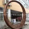 Escultura de Anillo Hueco Personalizada de Acero Inoxidable con Patrón de Hoja de Arce Color Cobre para Jardines Exteriores, Hoteles y Oficinas de Ventas