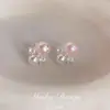 "Burbuja de Polvo" Pendientes de Perla Suaves Estilo Francés, Clips para Orejas, Pendientes sin Perforar, Pendientes de Alta Gama