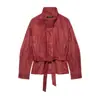 Atacado Fábrica de Roupas Femininas Transfronteiriça 2026ins Moda Temperamento Fashion Jaqueta com Cinto Efeito Camurça Outerwear
