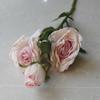 Flor Falsa Flor Artificial Rosa Seca 3 Cabeças Borda Queimada Retrô Outono Adereços de Fotografia Decoração para Casa B&B Decoração Suave