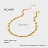 Colar de Corrente para Clavícula com Pingente de Bolinha Dupla Camada Moda Simples Ins Europeu e Americano Aço Inoxidável Banhado a Ouro 18K para Mulheres