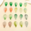 Vidro Colorido Degradê Transparente Fosco Folha Pontiaguda Delicada Árvore Folha Pingente Charme Brinco Colar DIY Feito à Mão Acessórios de Joias