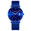 Reloj Minimalista de Cuarzo para Hombre, Indicador de Fecha Correa de Malla Negra Casual de Negocios Luminoso Reloj de Pulsera para Estudiante