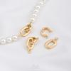 Colar de pérolas com zircônio incrustado em ouro 14K com preservação de cor, fivela de anel duplo, pulseira de anel único, fivela de conexão de joias faça você mesmo, acessórios