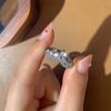 Anillo Corona de Diamantes Brillantes en Forma de V Chapado en Platino Anillo de Diamantes con Forma de Ojo de Caballo Anillo en V Anillo de Fila Juego de Anillos Anillo de Diamantes Anillo para Mujer