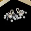 Pendientes Colgantes Redondos de Piedra Natural con Cuentas de Aguja Plateada de Dopamina Pendientes Pequeños Frescos Pendientes Sencillos Versátiles de Moda para Mujer