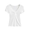 Playera de Manga Corta Kink para Chica Caliente Estilo Coreano para Mujer Verano Sensación de Diseño Cuello en V Ajustada Ajustada Chic Tejido Top Corto
