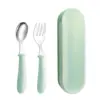 Conjunto de Talheres de Aço Inoxidável 304 Garfo e Colher Desenho Animado Infantil Colher de Alimentação para Bebê Garfo de Sobremesa Colher de Alimentação Portátil