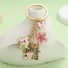 Versión Coreana Accesorios para Joyería DIY Casa Rosa Flor Hongo Llavero de Metal Llavero Lindo de Colores Pequeño Regalo