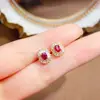 Aretes de Rubí Natural Transfronterizos para Mujer, Accesorios de Nicho de Alta Gama, Joyería de Plata 925, Tamaño 3*4, Venta Directa de Fábrica