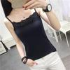 Colete pequeno feminino verão sexy usar short bottom top camisa versátil slim slim preto e branco