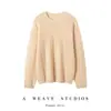 26 nuevo modelo jersey de punto gofre cuello redondo 100% cachemir puro para mujer, jersey de punto, jersey fino de punto trenzado de manga larga