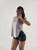 Blusa Esportiva Gola Careca Feminina Sem Mangas Solta Secagem Rápida Colete Camiseta de Academia Top para Corrida Roupa de Yoga 1044