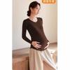 Ropa de Maternidad para Otoño e Invierno, Terciopelo Térmico de Doble Cara, Nueva Ropa Exterior para Madres Embarazadas, Talla Grande, Cubre Vientre, Aspecto Adelgazante, Camiseta Térmica de Moda