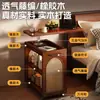 Mesa de noche móvil de madera maciza, mesa auxiliar pequeña, mesa de cama ajustable, estante lateral de almacenamiento integrado para dormitorio en casa estilo vintage