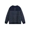 Yidao Vintage 2026 Otoño Nuevo Suéter Pulóver para Hombre Cuello Henry Estilo Japonés Moderno Holgado Rayas Tejido