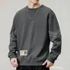 Envío RápidoCamisa Básica Casual Sudadera de Moda para Hombre Cuello Redondo Estampada Primavera/Otoño Nueva Holgada Manga Larga Pulóver Moderno