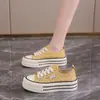 Zapatos de Mujer Estilo Coreano de Lunares Verano Nueva Moda Tendencia Zapatos de Lona Transpirables Zapatos Blancos Suela Gruesa Zapatos de Tabla Zapatos Casuales Mujer