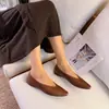 3118-8 Primavera Novo Estilo Bico Fino Couro Macio Rasteirinha Casual Feminina Slip-On Feita de Couro Bovino de Camada Superior