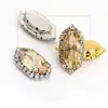 Botones de cristal con pedrería y garras, perforados para coser a mano, con base gruesa, para decoración de tocados, bolsos, ropa y accesorios