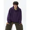 Sudadera con Capucha Gruesa Otoño Invierno Bordado Lavado a la Arena Desgastado Patchwork Hombro Cuello Redondo con Capucha Forro Polar Engrosado para Hombre Sensación de Alta Gama Chaqueta de Moda