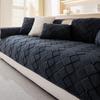 Almofada de Sofá de Veludo de Algodão Shu Outono e Inverno Acolchoada Pelúcia Couro Liso Almofada de Sofá Preto Resistente a Manchas Simples Capa Antiderrapante